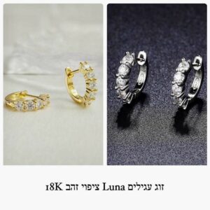 זוג עגילים Luna ציפוי זהב 18K